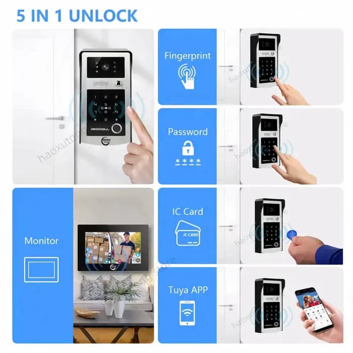 Système d'interphone vidéo intelligent Tuya Wi-Fi 7/10 pouces pour appartement