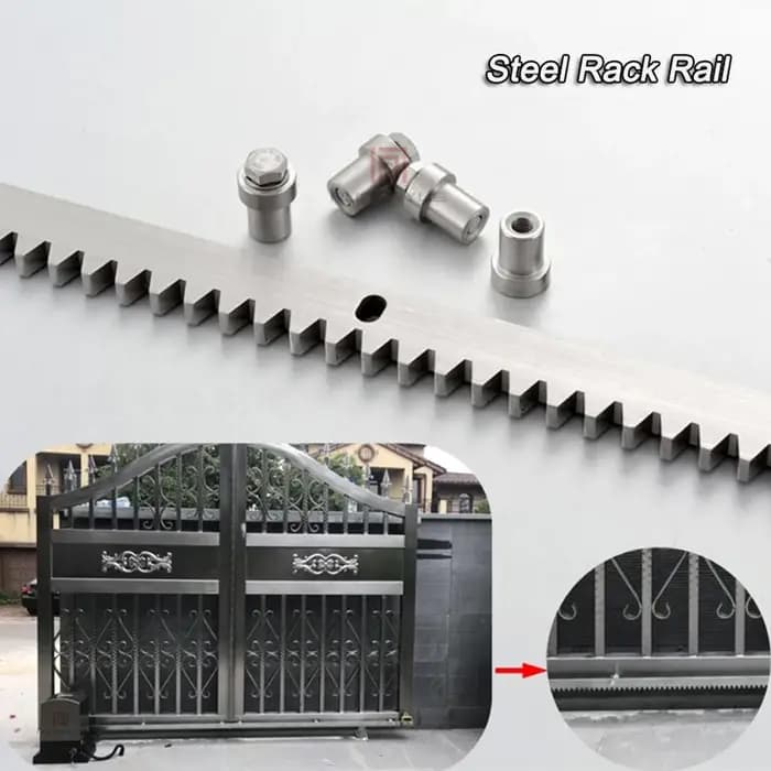 Rail d'engrenage en acier galvanisé pour portail coulissant, fermeture à glissière métallique T1 avec vis, moteur de portail, 8mm, 4m, 13 pieds