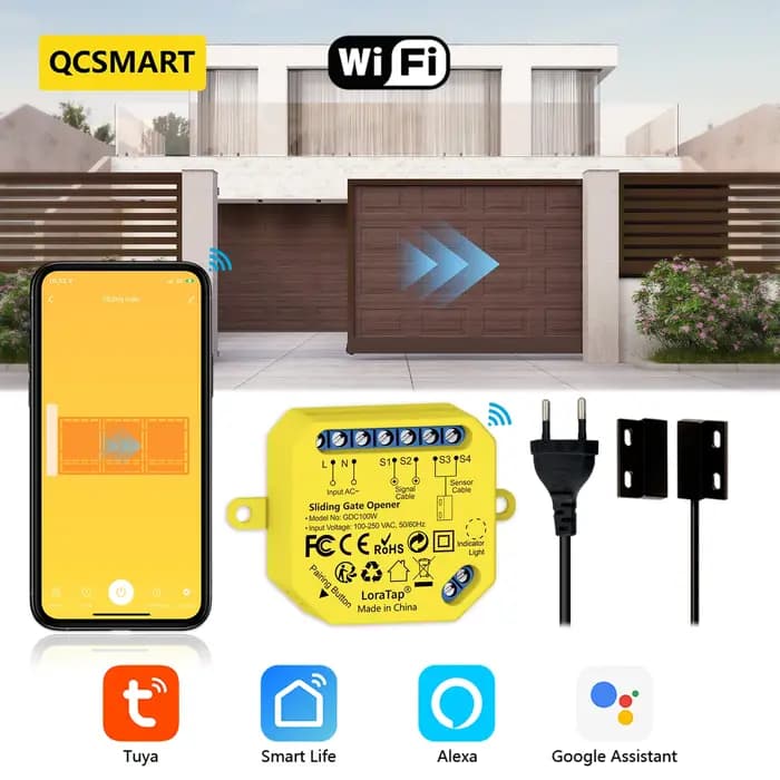 QCSMART WiFi Tuya ouvre-porte coulissante contrôleur capteur filaire vie intelligente App télécomman