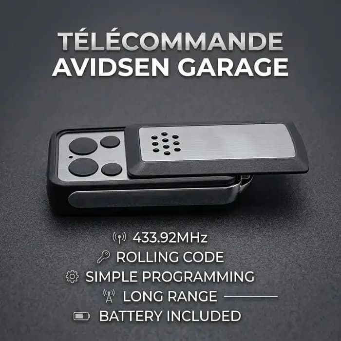 Télécommande AVIDSEN 114253 104250 104251 104257 104350 654250 pour ouvre-porte de garage 433,92 MHz