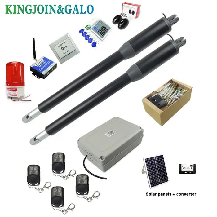 Kit de moteurs d'actionneur linéaire pour portail battant 200-300 kg avec bouton poussoir, photocellule, lampe d'alarme (module GSM et clavier en option)