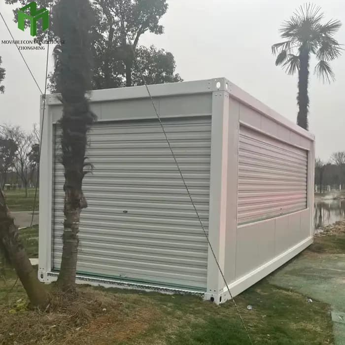 Avec porte roulante résidentielle pour magasins, hangar à outils résidentiels, salle de Garage préfabriquée, conteneur de 20 pieds, maison Mobile