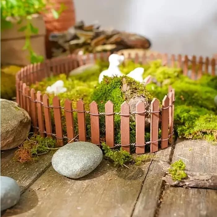 Mini clôture, décoration de jardin et de bonsaï, clôture de jardin de conte de fées, décoration en bois, projet artisanal, Mini clôture à piquets, 1 pièce