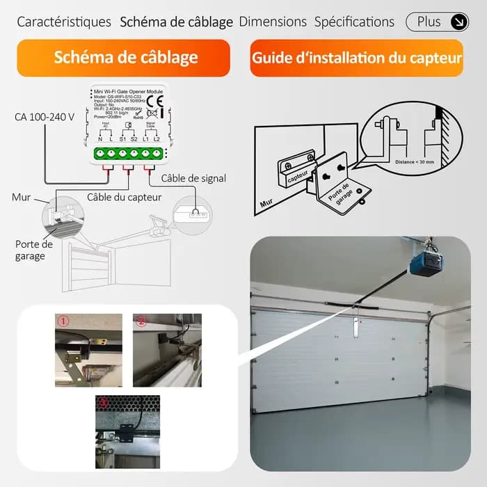 Contrôleur Intelligent de Portail Mini Tuya 16A avec WiFi et Zigbee