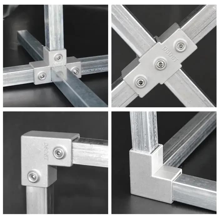 Pièce de raccordement de tube carré en alliage d'aluminium