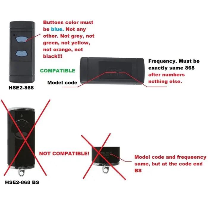 Télécommande de porte de garage HSM4 868 HSM2 868mhz 868.35MHz