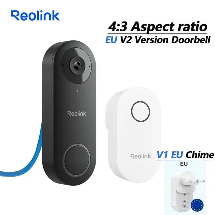 Sonnette vidéo REOLINK 2K+ PoE avec conversation bidirectionnelle, format 4:3, interphone vidéo inte