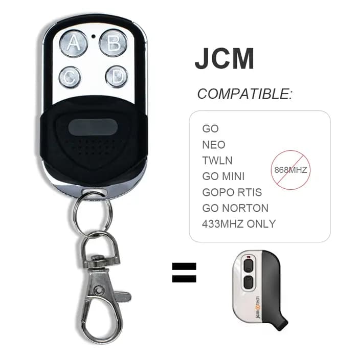 Duplicateur de portail JCM GO NEO TWLE GO MINI GOPO RTIS GO NORTON Télécommande Ouvre-porte de garage Commande 433MHz