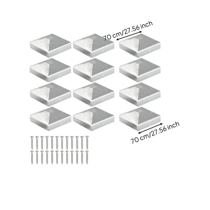 6 pièces, capuchons pyramidaux en métal pour poteaux de clôture, finition brossée, quincaillerie d'extérieur pour clôture en bois