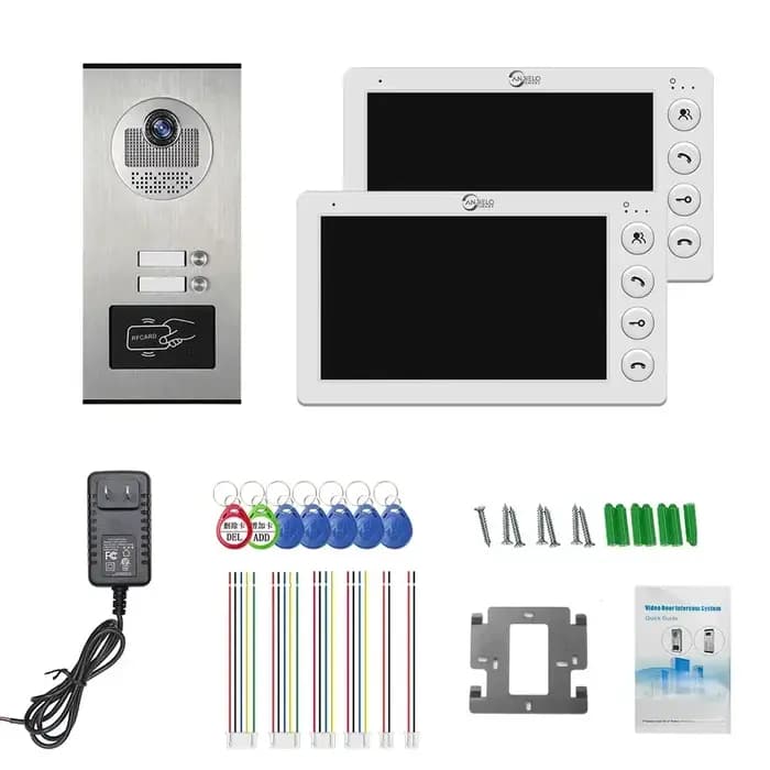 Anjielo 2/3/4 unité multi-appartements interphone vidéo sonnette avec carte RFID déverrouiller 7 pouces 4 fils système de visiophone