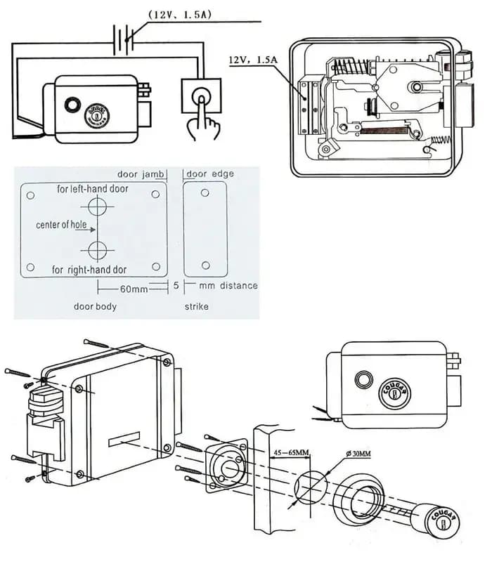 Serrure de porte électronique électrique DC 12V en acier inoxydable