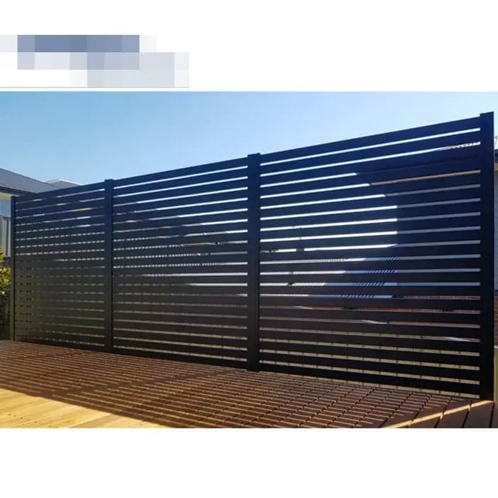 Panneau de clôture en aluminium marron/gris foncé pour jardins avec colonnes