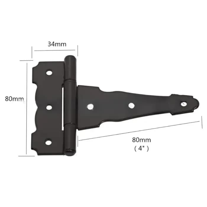 Charnières de porte de hangar noires classiques, 2 pièces, charnières de porte de grange robustes à
