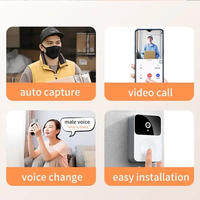 Sonnette de sécurité sans fil WiFi HD avec vision nocturne