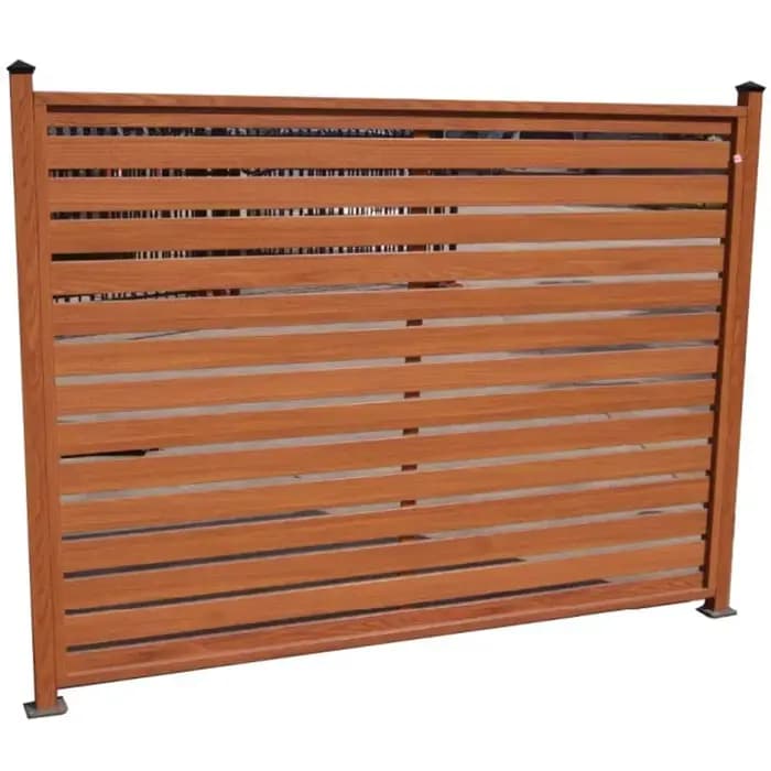 Panneau de clôture en aluminium marron/gris foncé pour jardins avec colonnes